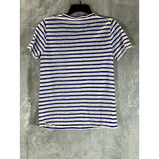 J.CREW Women's Blue Striped Crewneck Knit Short Sleeve T-Shirt SZ XS