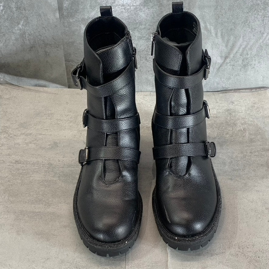 KENNETH COLE REACTION Women's Black Tate Biker Jewel Lug-Sole Boots SZ 8.5