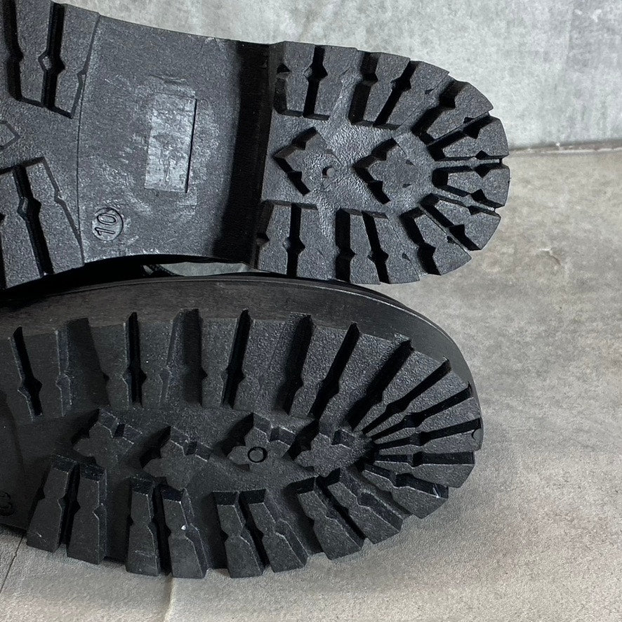 OLIVIA MILLER Women's Black Alexandria Quilted Lug Sole Lace-Up Combat Boots