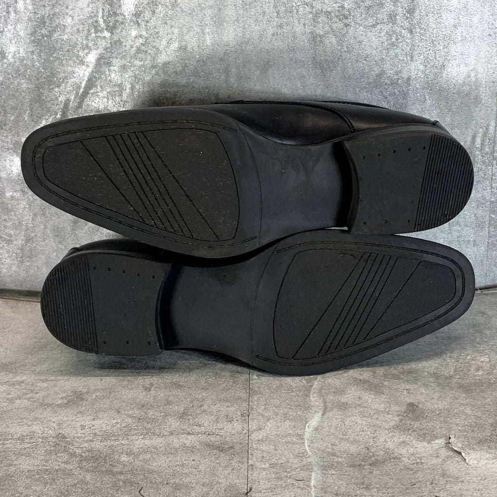 ALFANI Men's Black Faux-Leather Andrew Plain-Toe Lace-Up Derbys SZ 10.5