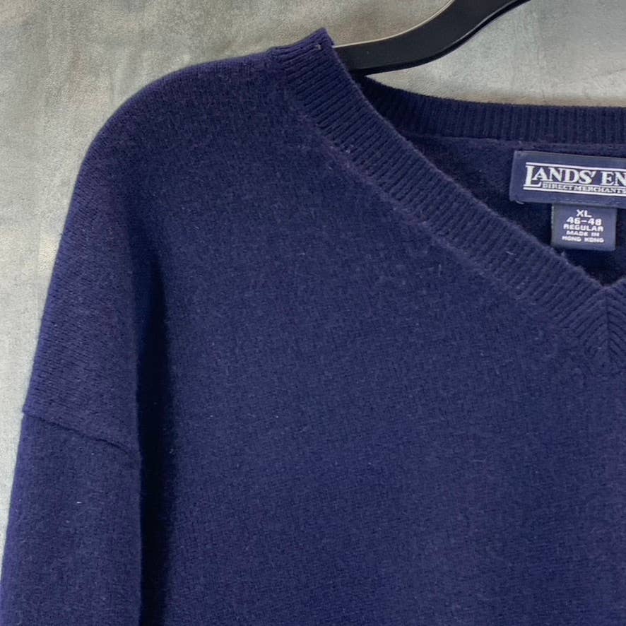 LANDS' END Men's Navy Regular-Fit V-Neck Pullover Sweater SZ XL