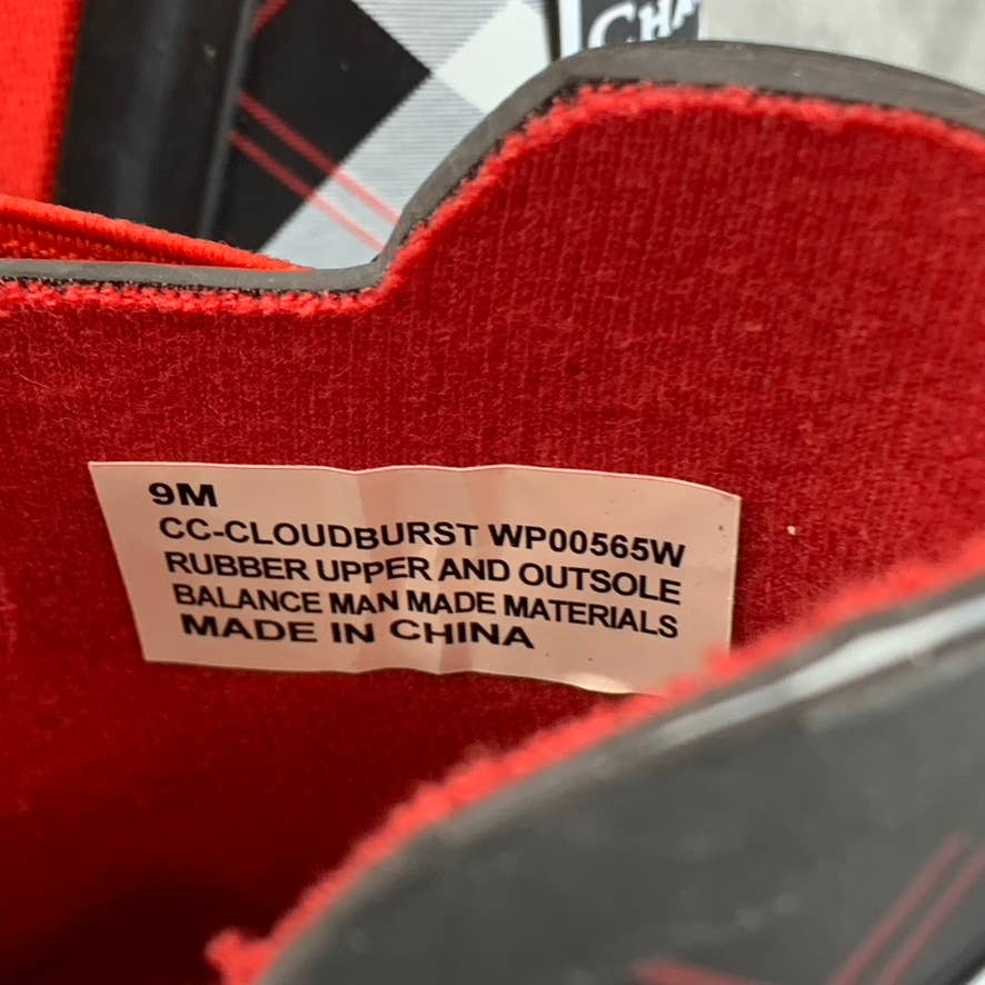 CHARTER CLUB Women's Black/Red Cloudburst Pull-On Rain Boots SZ 9