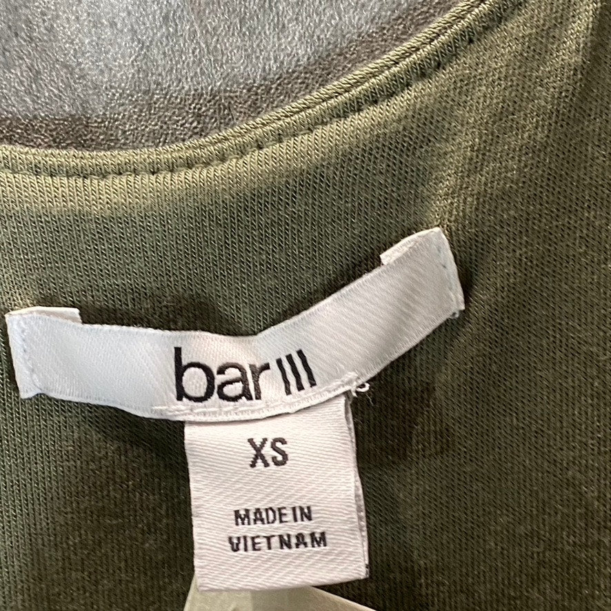 BAR III Women's Dusty Olive Scoop-Neck Bodycon Sleeveless Midi Tank Dress SZ XS
