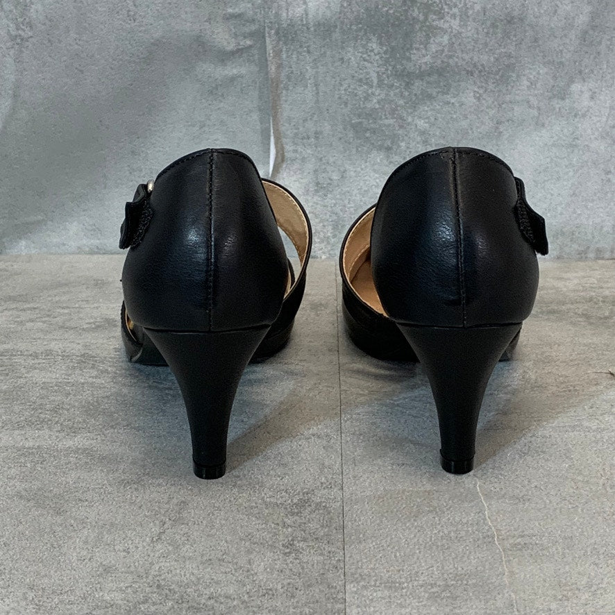 JOURNEE COLLECTION Black Faux Leather Tillis Pointed-Toe Strap Pumps SZ 8.5
