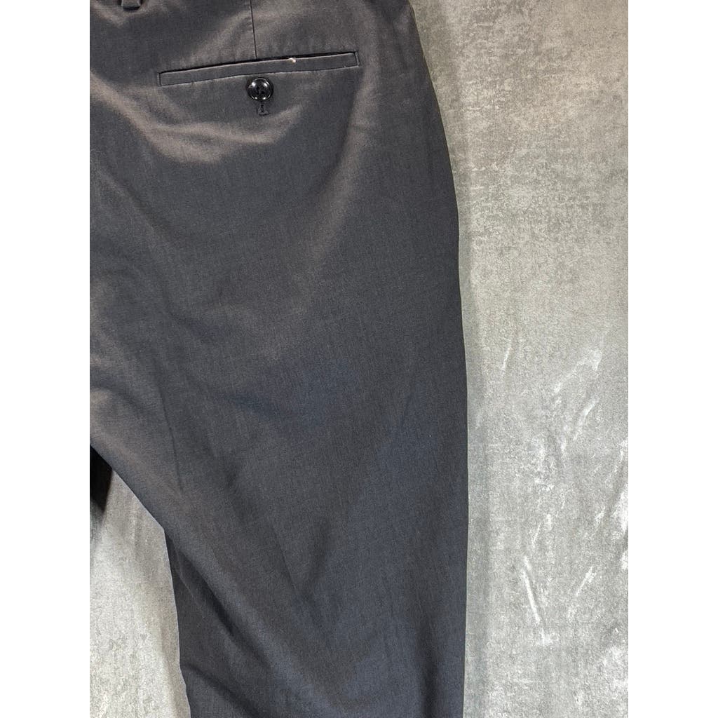 NORDSTROM RACK Men's Solid Charcoal Modern-Fit Flat-Front Pants SZ 36X32