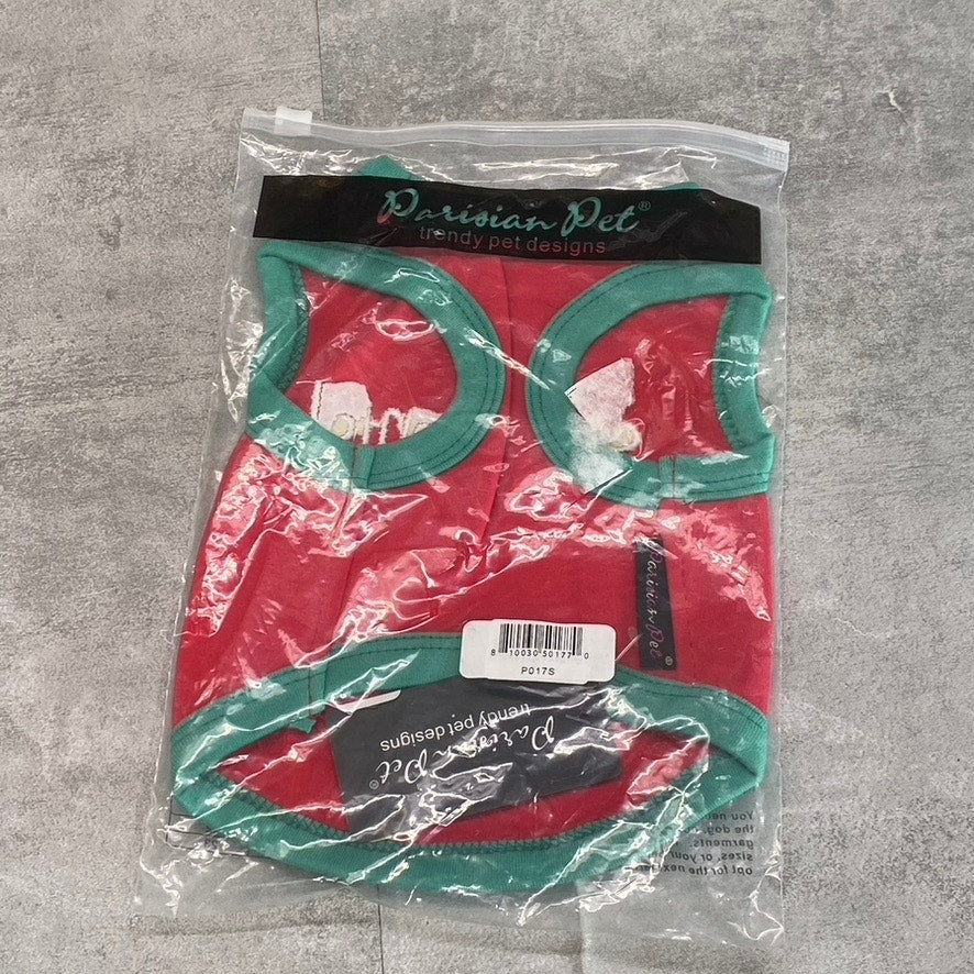 PARISIAN PET Ref/Green 'Sorry Santa! I Ate Your Cookies' Funny Dog T-Shirt SZ S