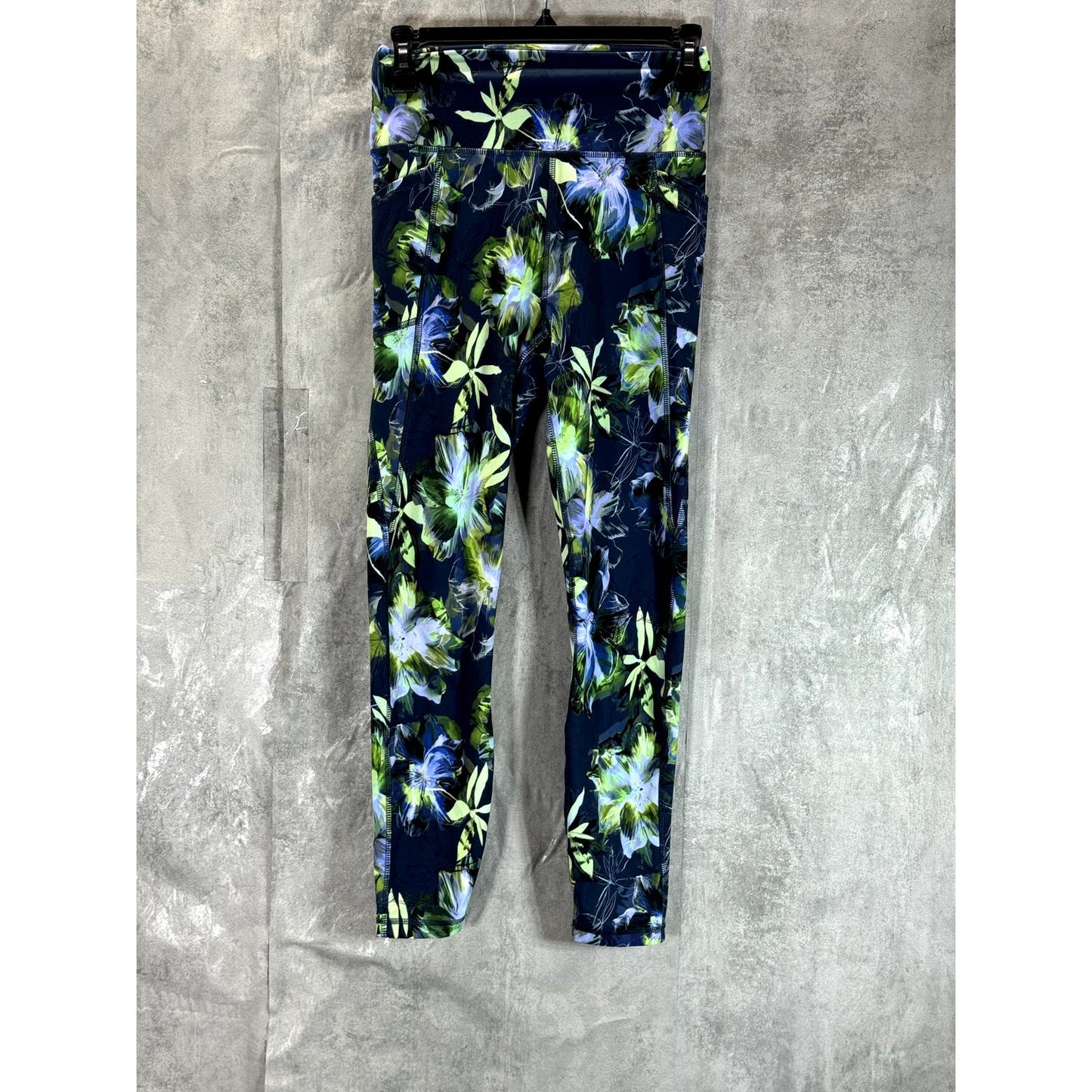 X BY GOTTEX Women's Blue Dark Floral Rachel Pull-On Ankle Leggings SZ S