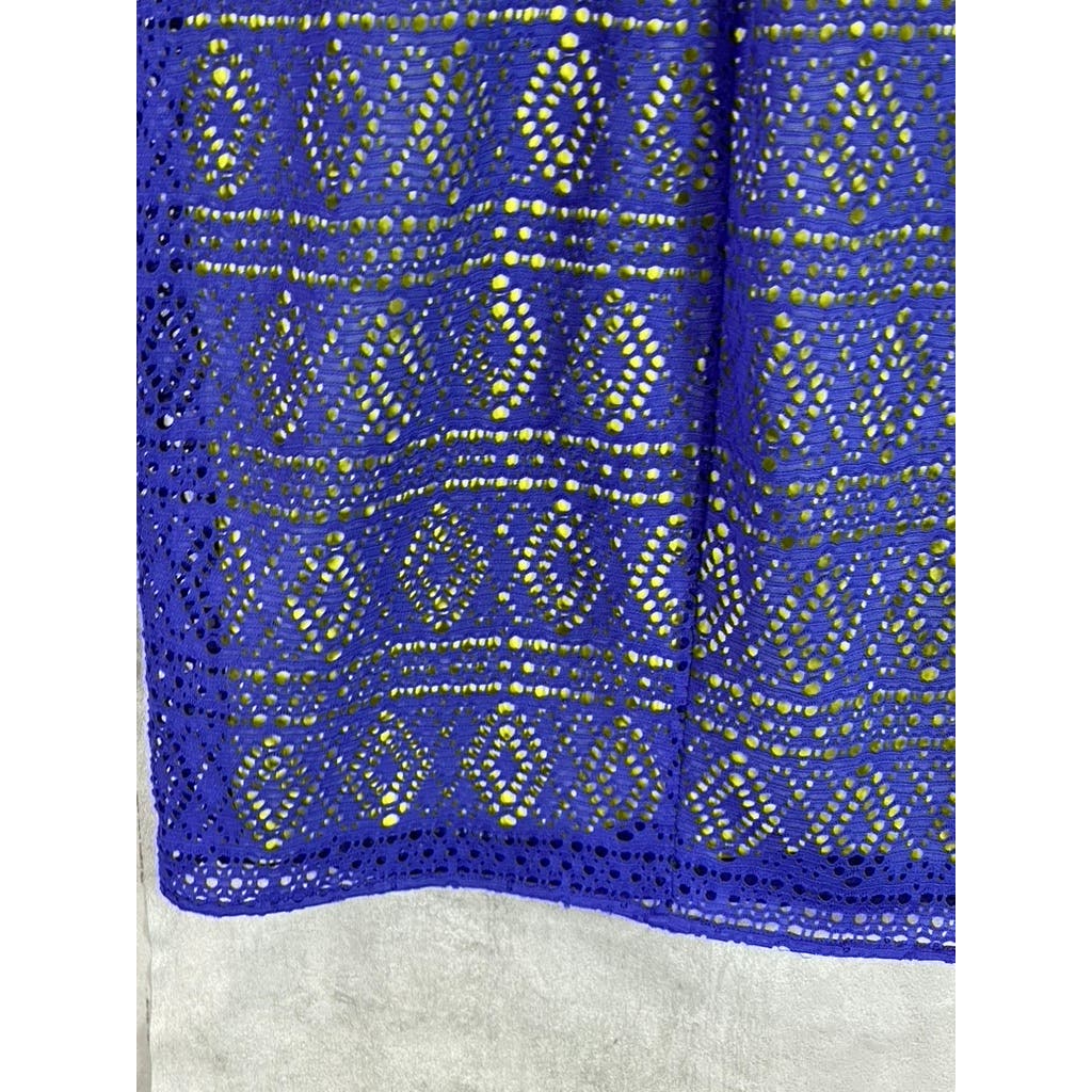 MARC NEW YORK ANDREW MARC Women's Dark Blue Lace V-Neck 3/4 Sleeve Dress SZ M