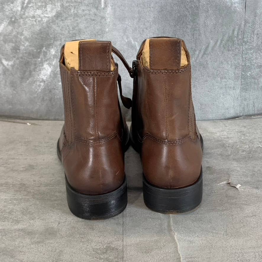 FRANCO SARTO Women's Brown Leather Linc Side-Zip Almond-Toe Booties SZ 10