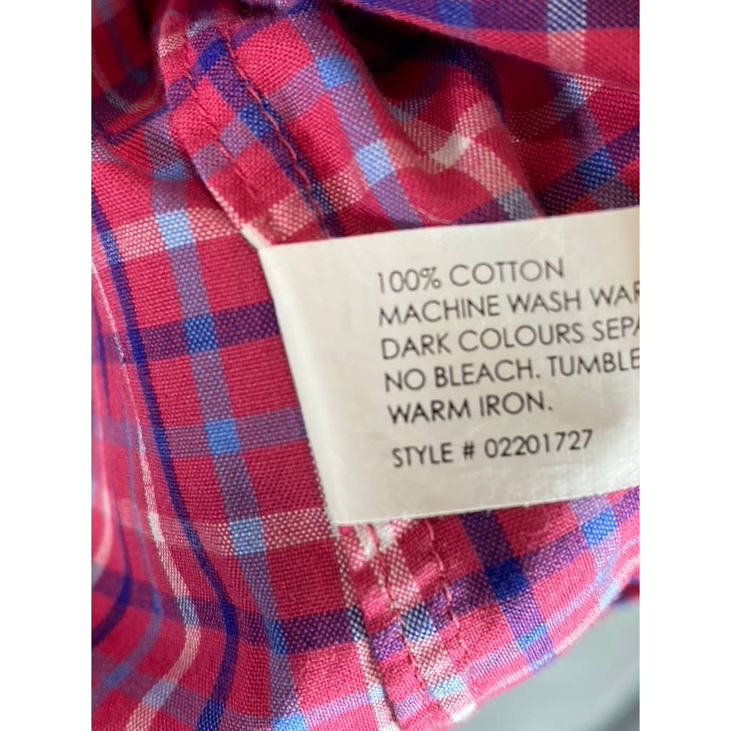 CLUB MONACO Men's Red Plaid Slim-Fit Button-Up Long-Sleeve Shirt SZ M