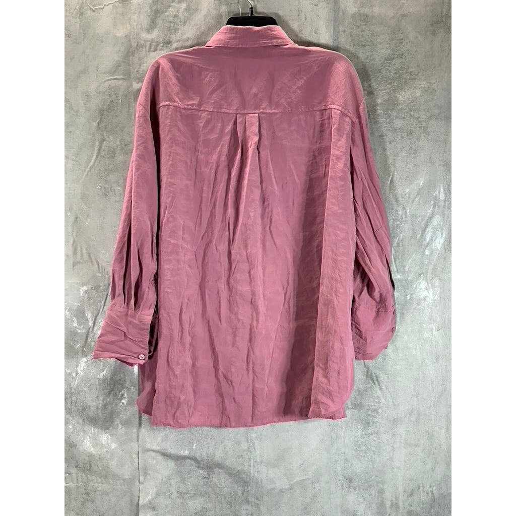 ZARA Women's Pink Modal Blend Button-Up Long Sleeve Top SZ S