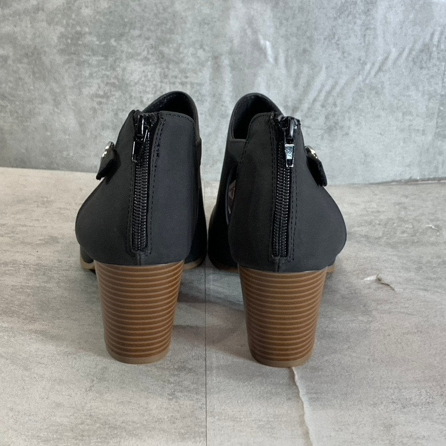 STYLE & CO Women's Black Jennaa Peep-Toe Cut-Out Block-Heel Shooties SZ 11