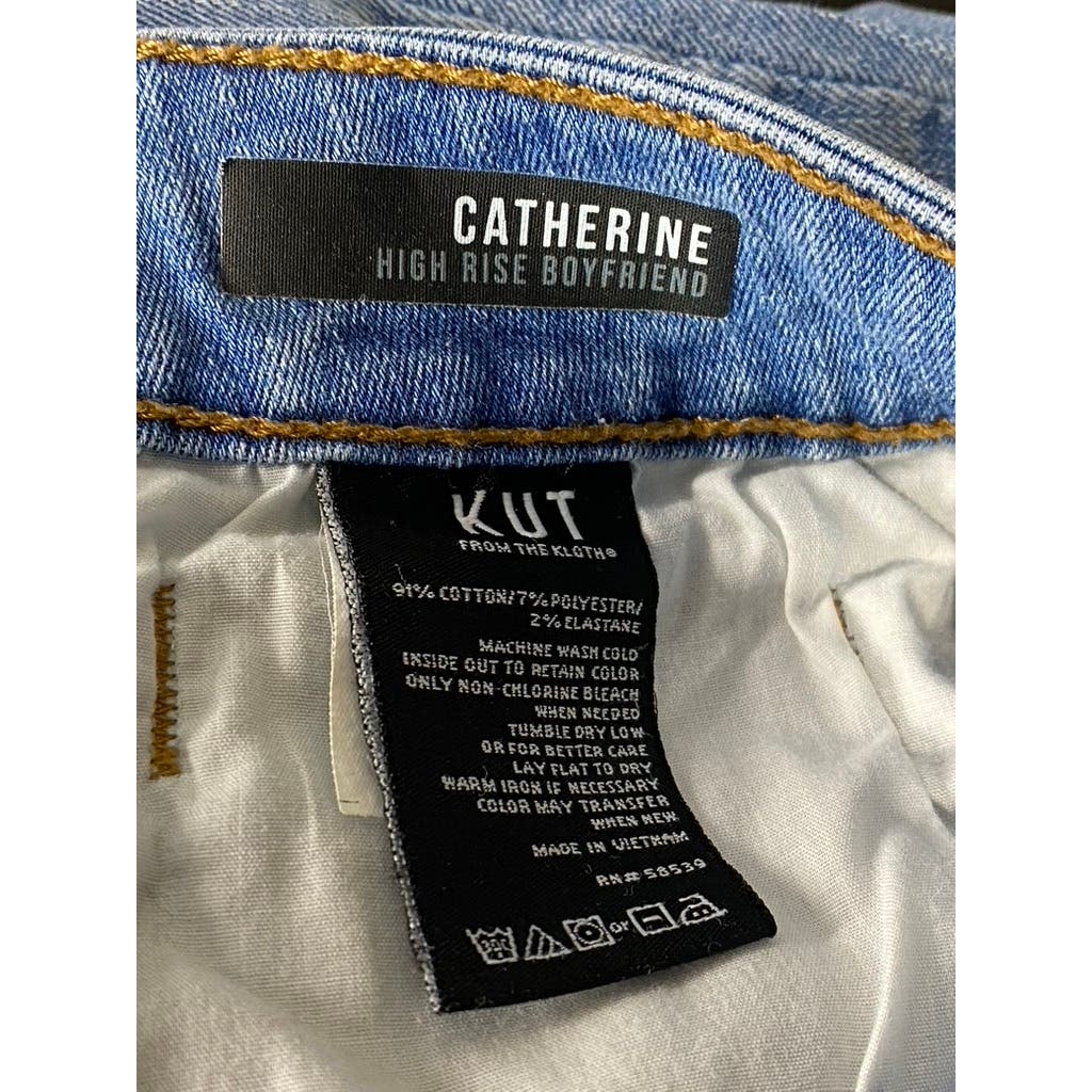 KUT FROM THE KLOTH Women's Light Wash Catherine High-Rise Boyfriend Jeans SZ 14