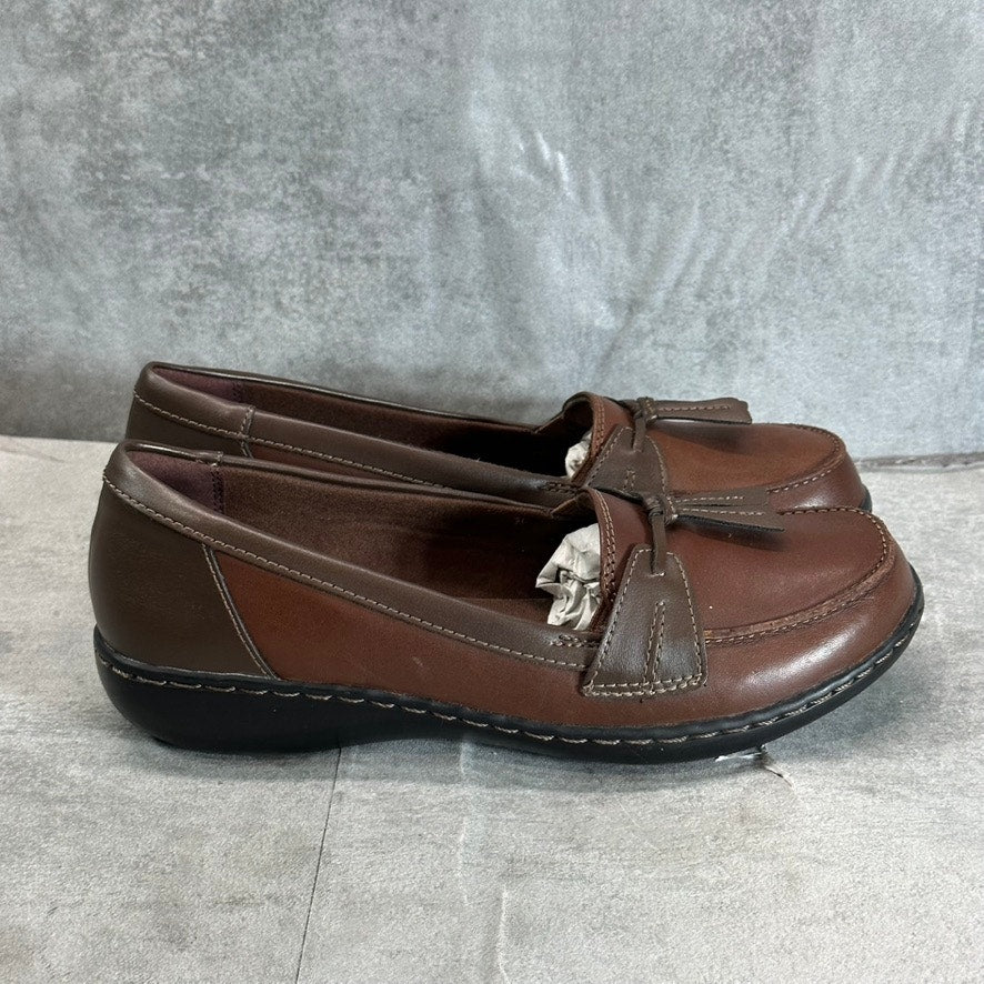 CLARKS COLLECTION Women's Brown Multi Leather Ashland Bubble Slip-On Flats SZ 8