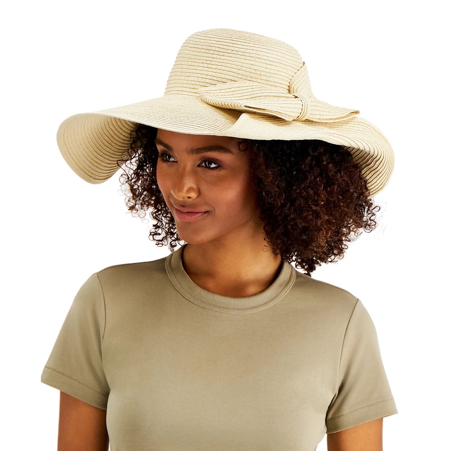 INC INTERNATIONAL CONCEPTS Tan Oversize-Bow Floppy Hat OS