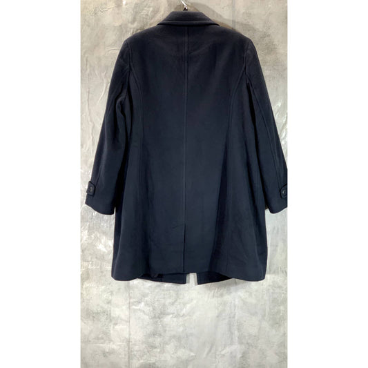 L.L.BEAN Women's Plus Size Navy Classic Three-Button Wool Polo Coat SZ 1X