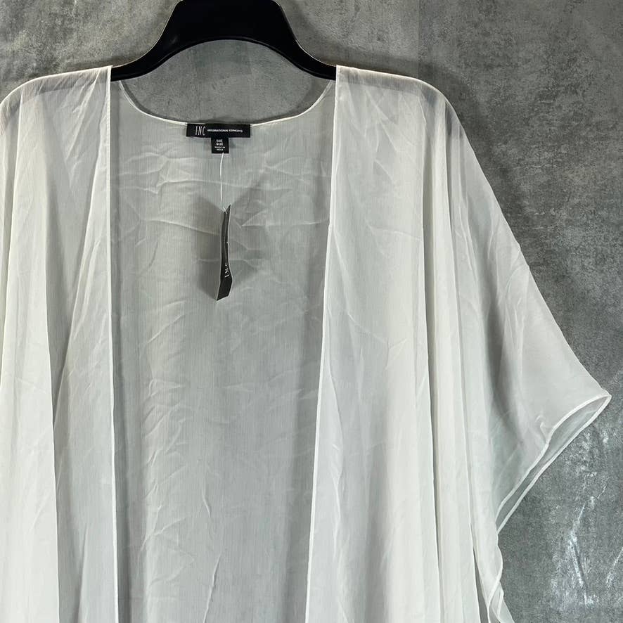 INC INTERNATIONAL CONCEPTS Women's White Open-Front Fringe Kimono Coverup SZ OS