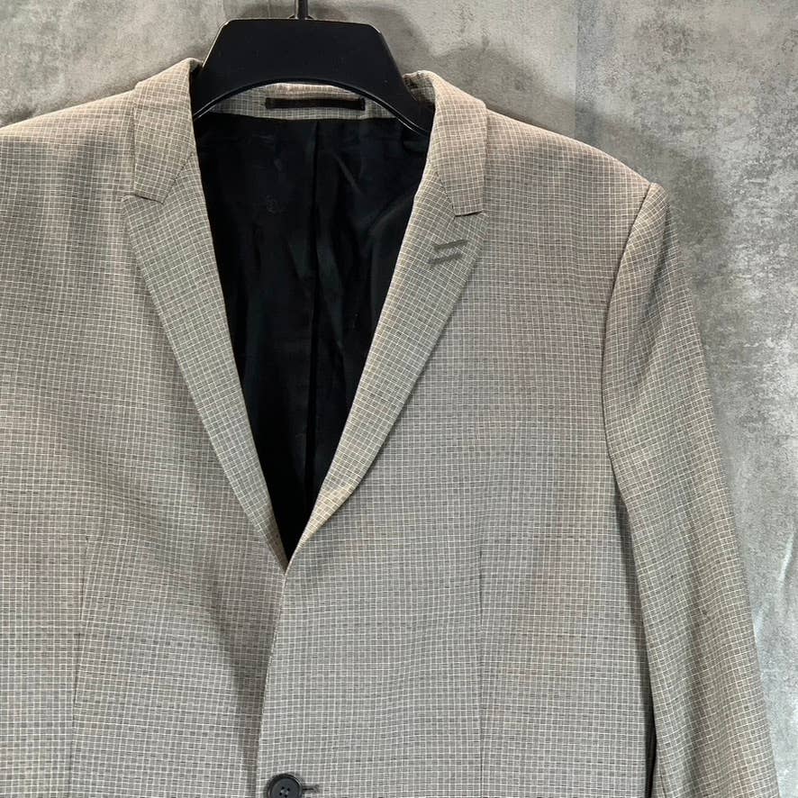 THE KOOPLES Men's Grey Printed One-Button Fitted Suit Jacket SZ 46