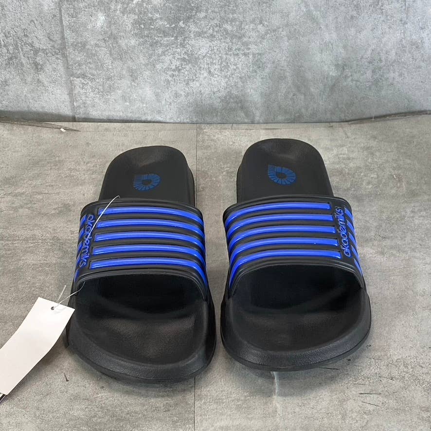 AKADEMIKS Men's Black/Royal Flip 1.0 Stripe Slide Sandals SZ 9