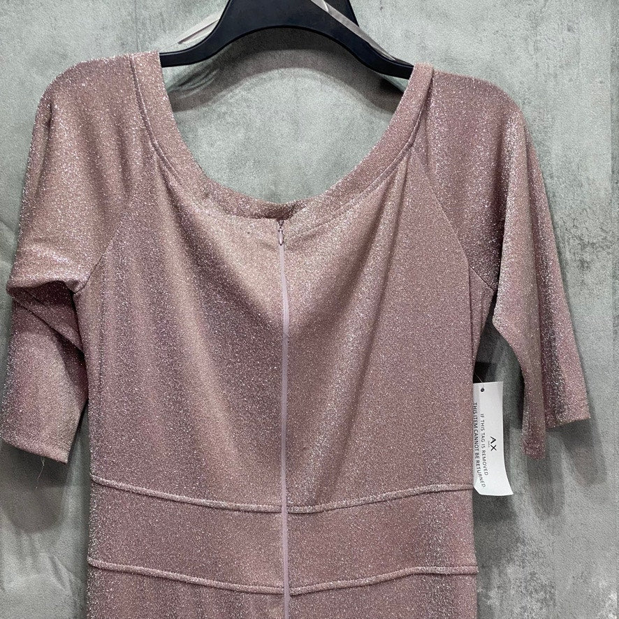 AX PARIS Pink Off The Shoulder Sparkle Maxi Slit Dress SZ 10