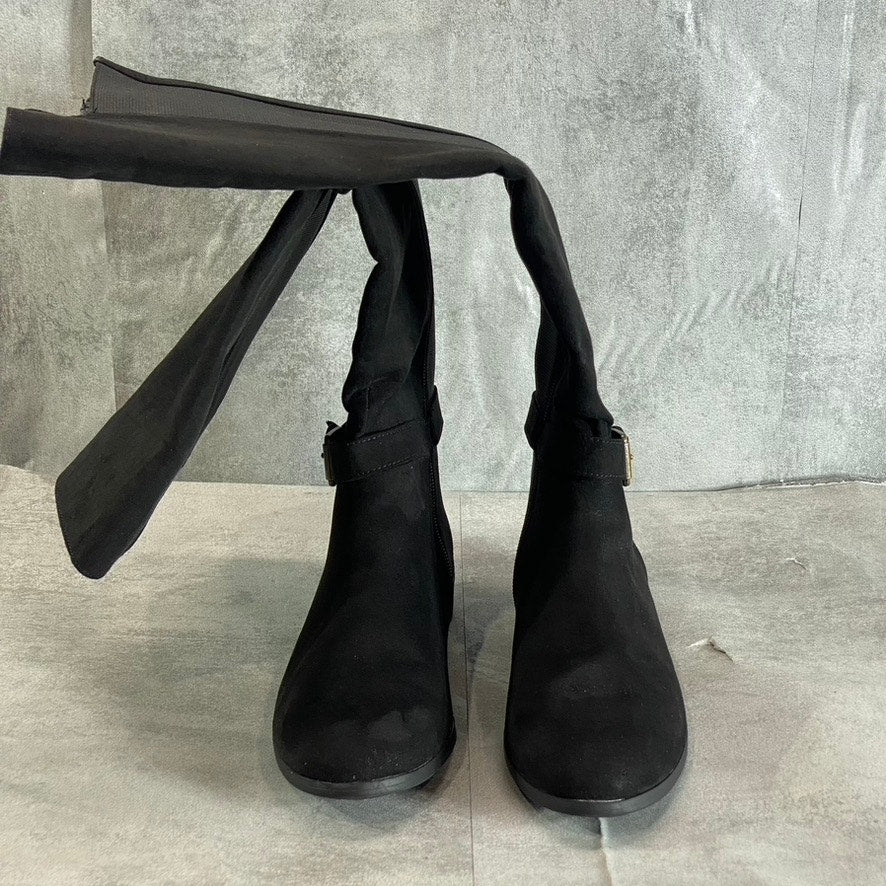 STYLE & CO Women's Black Kimmball Block-Heel Full Side-Zip Over-The-Knee Boots