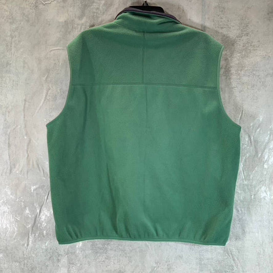 LANDS' END Men's Green Fleece Full-Zip Stand-Collar Vest SZ XL
