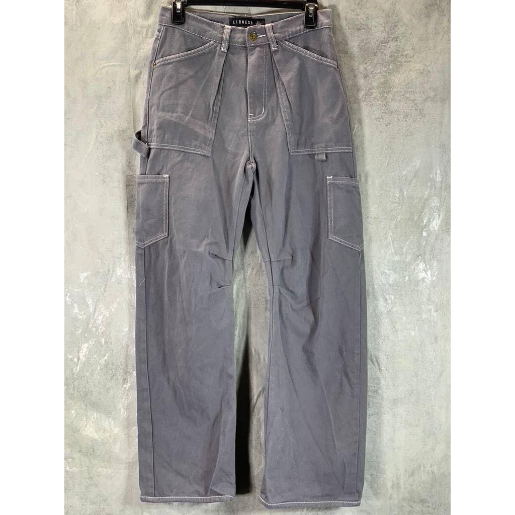 LIONESS Women's Grey Miami Vice Lightweight Low-Rise Carpenter Cargo Pants SZ XS