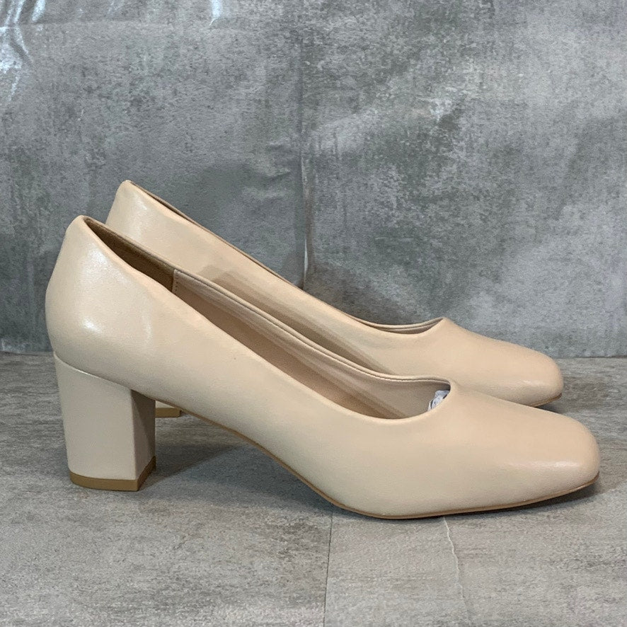 HALSTON Ivory Paris Block Heel Cushioned Slip-On Round-Toe Pumps SZ 11