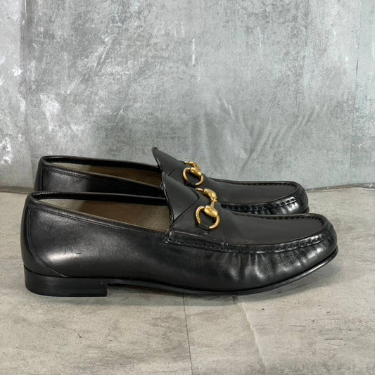 GUCCI Men's Black Leather Horsebit Slip-On Loafers SZ 12(US12.5)