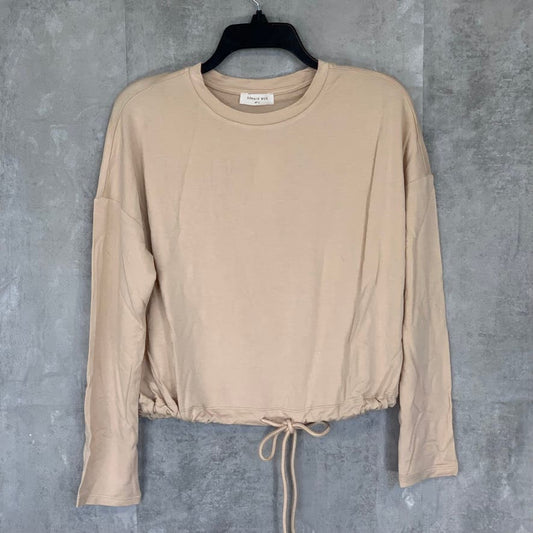 SOPHIE RUE Tan Crewneck Drawstring Hem Pullover Long Sleeve Sweater SZ S