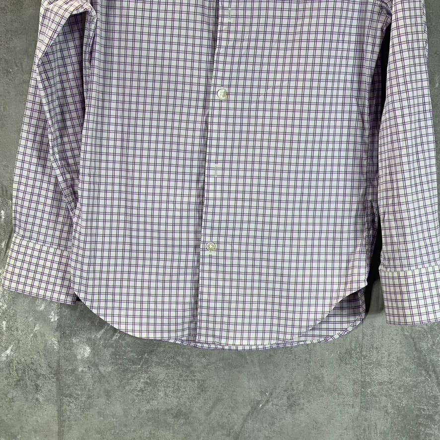BONOBOS Men's Short White/Purple Slim-Fit Button-Up Long-Sleeve Shirt SZ XS