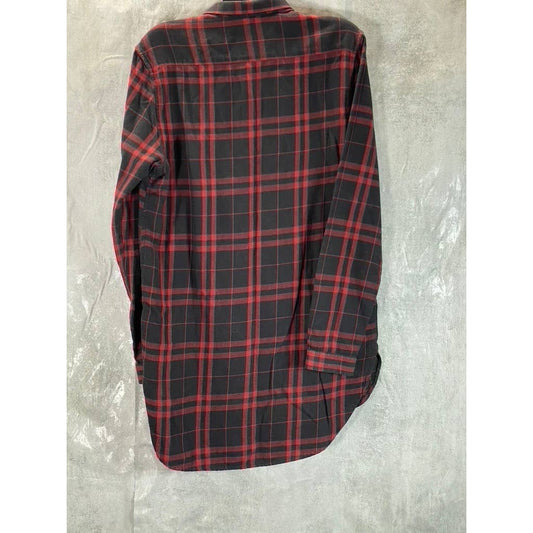 ASOS Men's Red/Black Plaid Button-Up Long Sleeve Shirt SZ M