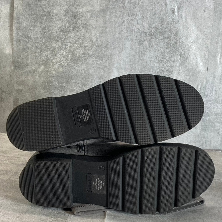 NINE WEST Women's Charcoal Tread Lug Sole Block-Heel Over-The-Knee Boots SZ 9.5