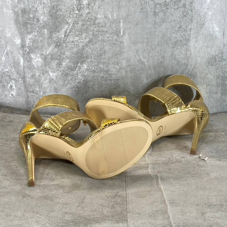 MICHAEL MICHAEL KORS Women's Gold Metallic Amos Ankle Cuff Stiletto Sandals SZ10