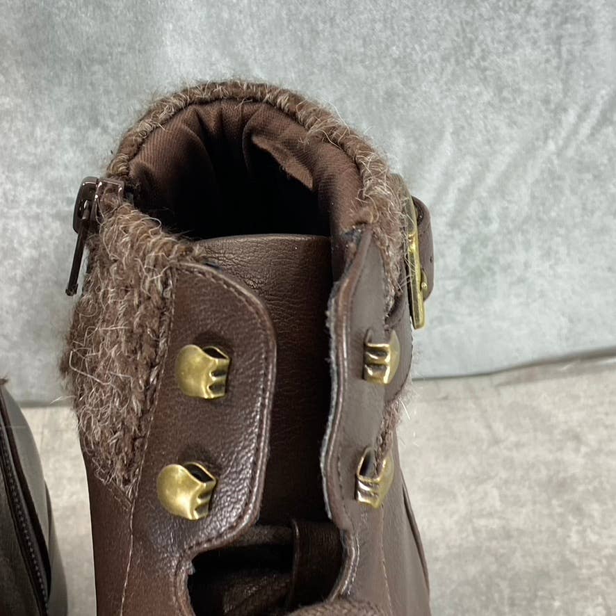 STYLE & CO Women's Chocolate Gaiel Lace-Up Cold-Weather Lug-Sole Boots SZ 8.5