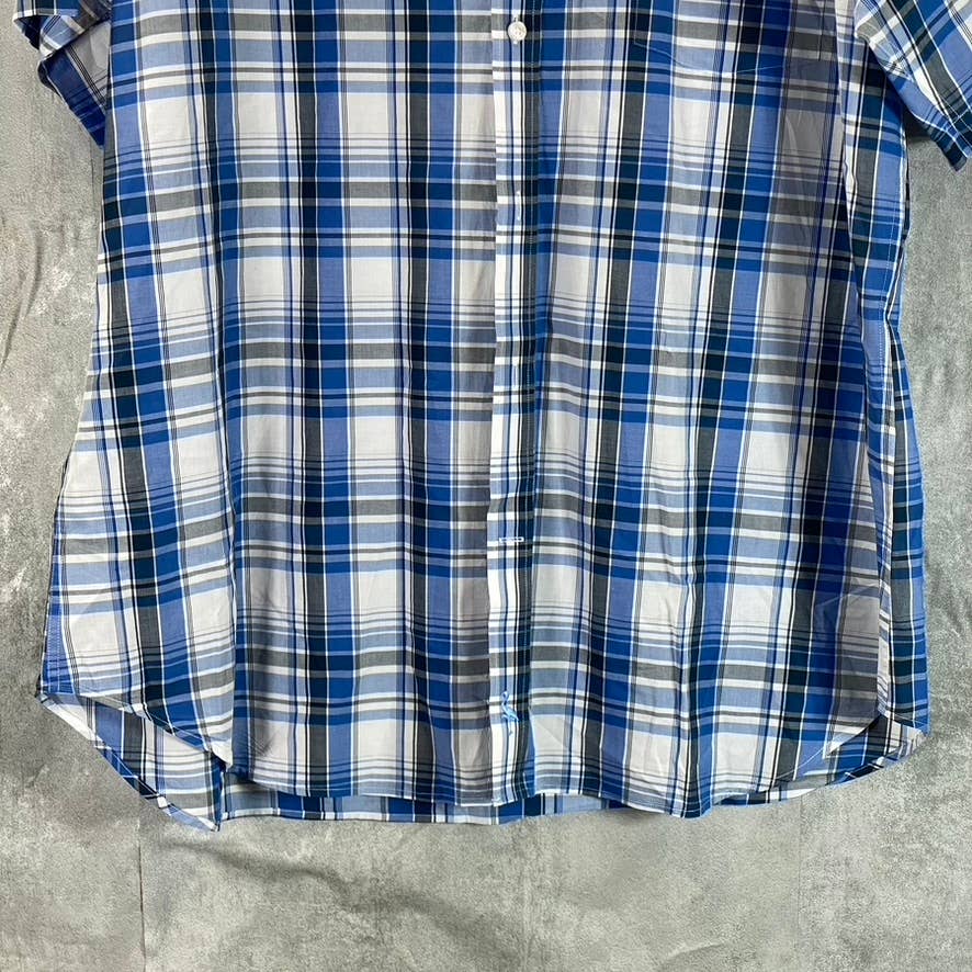 TAILORDBYRD Men's Blue Plaid Button-Up Short-Sleeve Shirt SZ XL