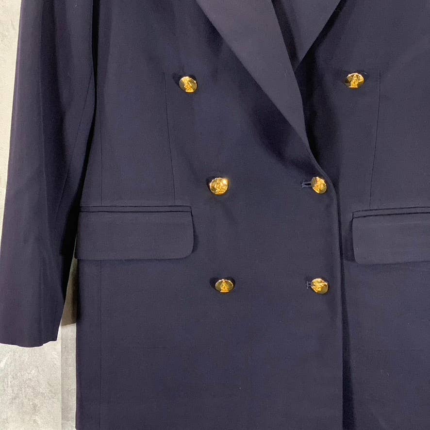 AUSTIN REED Women's Navy Double-Breasted Worsted Wool Suit Jacket SZ 6