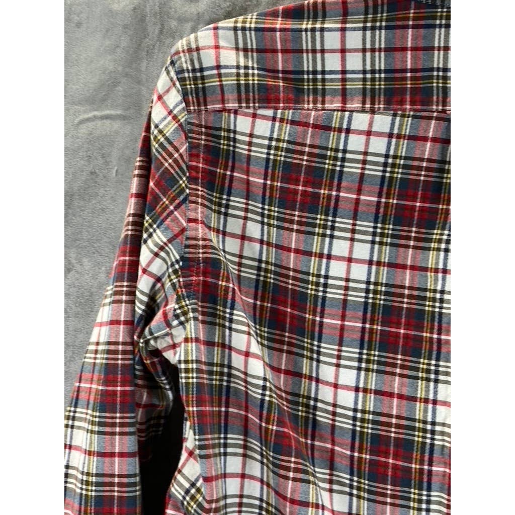 J.CREW Men's Red Plaid Slim Button-Up Long Sleeve Shirt SZ M
