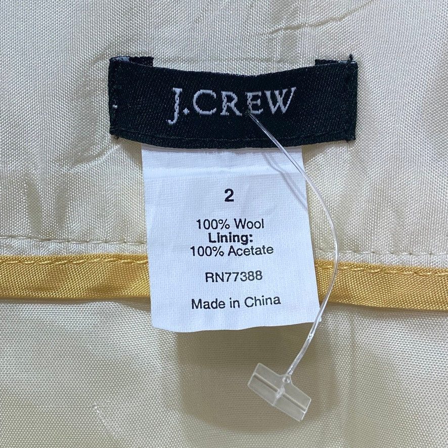 J. CREW Women's Beige Wool Belted Straight Knee-Length Skirt SZ 2