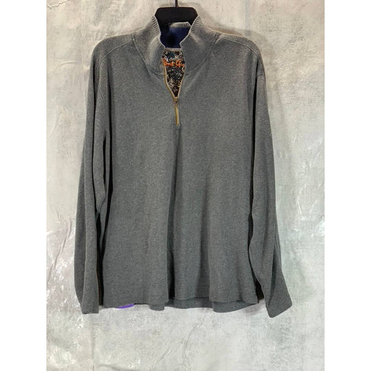 ROBERT GRAHAM Men's Gray Classic-Fit Quarter-Zip Pullover Sweater SZ XL