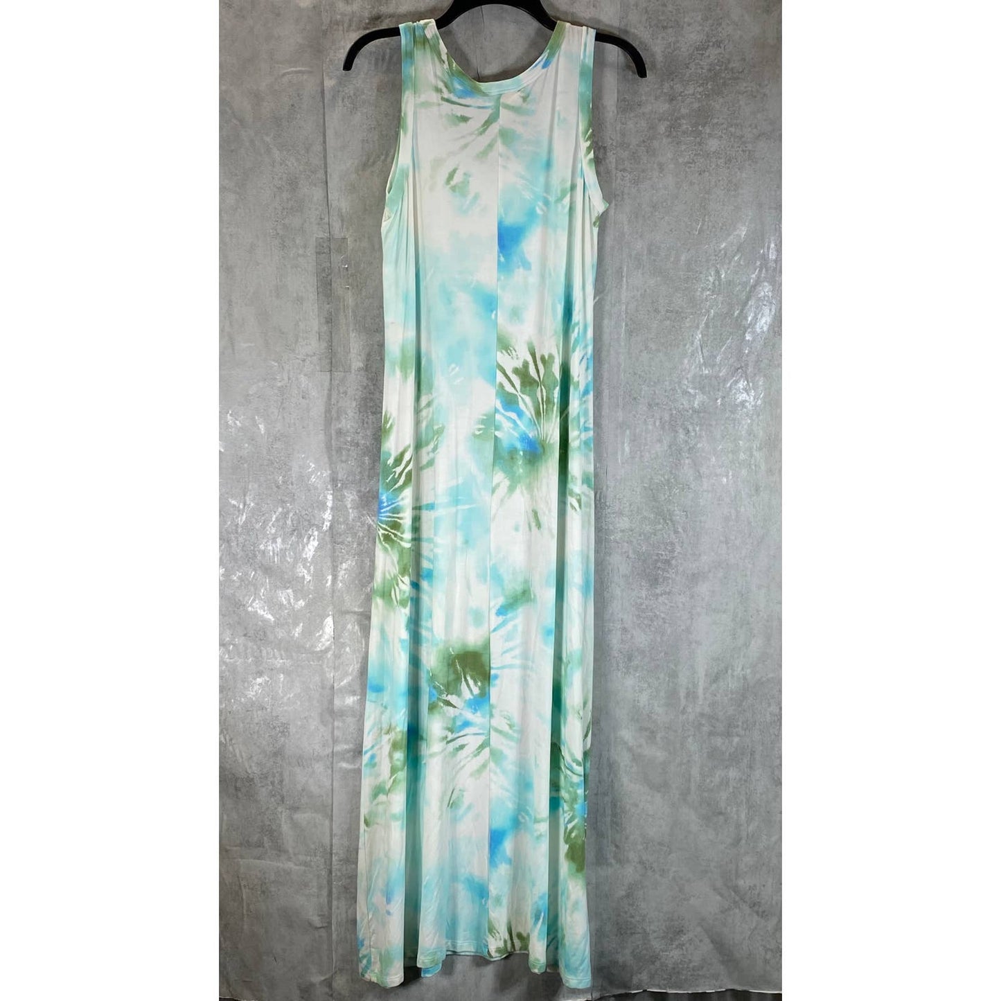 STYLE & CO Women's Vine Green Dye Printed Sleeveless Tie-Dye Maxi Dress SZ M