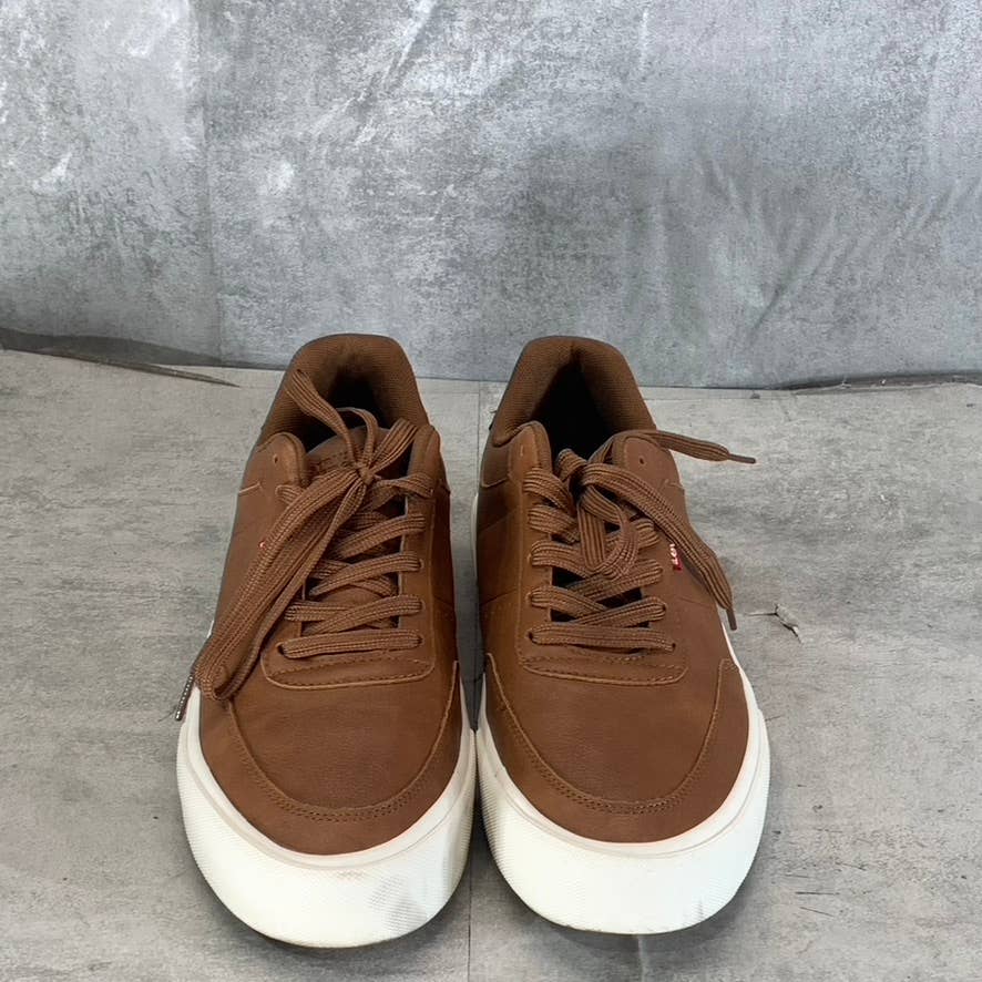 LEVI'S Men's Tan/Brown Munro NM Faux-Leather Retro Low-Top Lace-Up Sneaker SZ9.5