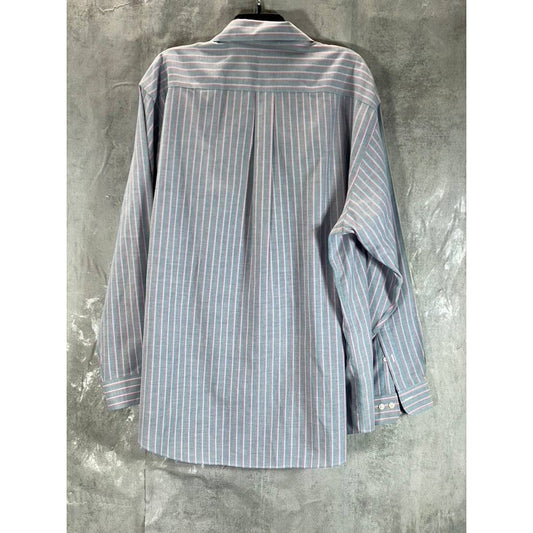 BROOKS BROTHERS Men's Gray/Pink Stripe Stretch Madison Relaxed-Fit Shirt SZ XL