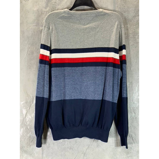 TOMMY HILFIGER Men's Multi Colorblock Striped Crewneck Cotton Sweater SZ M
