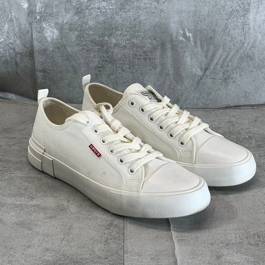 LEVI'S Women's White Mono Canvas Becky Low-Top Lace-Up Sneakers SZ 9