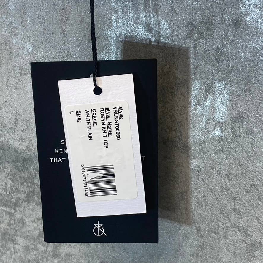 4TH & RECKLESS Women's White Plain Robyn Rib Scoopneck V-Back Knit Top SZ L