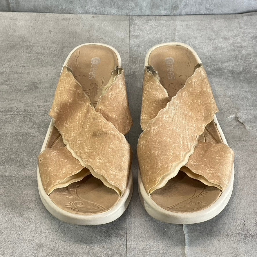 BZEES Women's Almond Sahara Washable Fabric Wedge Slide Sandals SZ 7