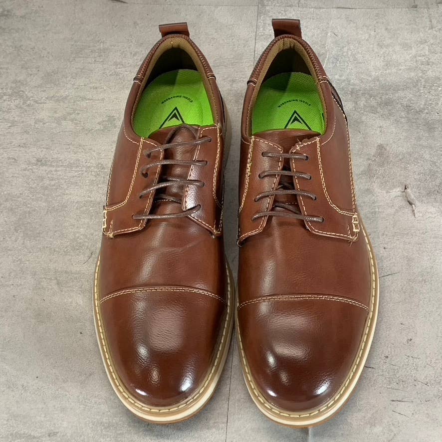 VANCE CO. Men's Brown Faux Leather Jedd Cap Toe Lace-Up Oxford SZ 9.5