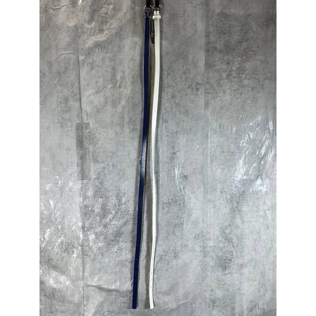 INC INTERNATIONAL CONCEPTS Women's White/Navy 2pc Solid Snake Belt Set SZ L