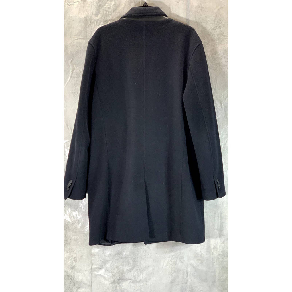 COLE HAAN Grand.OS Men's Black Stretch Wool Three-Button Top Coat SZ L